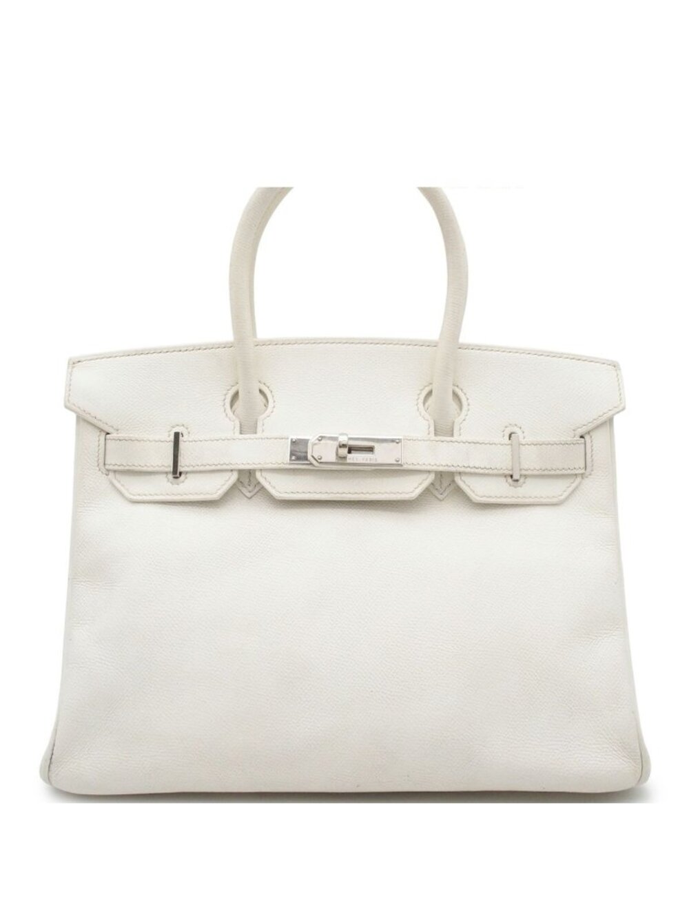 Hermes Birkin 30 White Silver Epsom Handbag